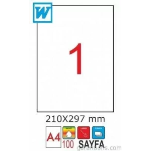 Goldmoon 2001 Laser A4 Sayfa Etiketi 210 X 297mm (100 Lü Paket)