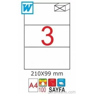 Goldmoon 2003 Laser A4 Sayfa Etiketi 210x99mm (100 Lü Paket)