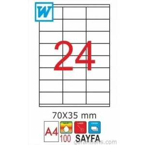 Goldmoon 2018 Laser A4 Sayfa Etiketi 70x35mm (100 Lü Paket)