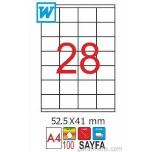Goldmoon 2035 Laser A4 Sayfa Etiketi 52,5x41mm (100 Lü Paket)
