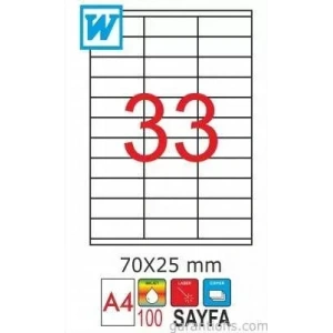 Goldmoon 2052 Laser A4 Sayfa Etiketi 70x25mm (100 Lü Paket)