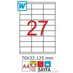 GoldMoon 2053 Laser A4 Sayfa Etiketi 70x32,125mm (100 lü Paket)