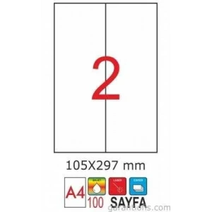 Goldmoon 2065 Laser A4 Sayfa Etiketi 105x297mm (100 Lü Paket)