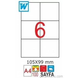 GoldMoon 2068 Laser A4 Sayfa Etiketi 105x99mm (100 lü Paket)