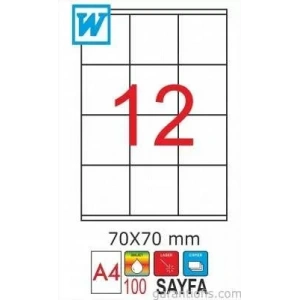 GoldMoon 2078 Laser A4 Sayfa Etiketi 70x70mm (100 lü Paket)