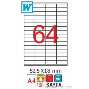 GoldMoon 2081 Laser A4 Sayfa Etiketi 52,5X18mm (100 lü Paket)