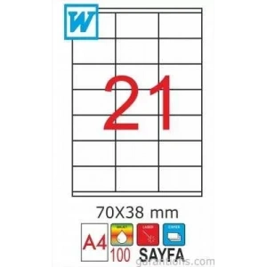 GoldMoon 2088 Laser A4 Sayfa Etiketi 70x38mm (100 lü Paket)