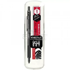 Graph-x 3lü Set Mat Siyah Versatil Kalem 0.5mm + Silgi + Min