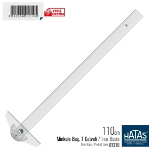 Hatas Minkale Başlıklı T Cetveli İnce Bizote Taksimatlı 110cm
