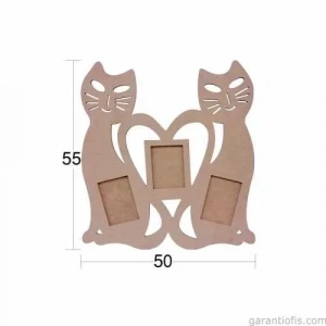 Hobi-art Çer 150 Dekoratif Kedi Tasarımlı Çiftli Ahşap Resim Çerçevesi