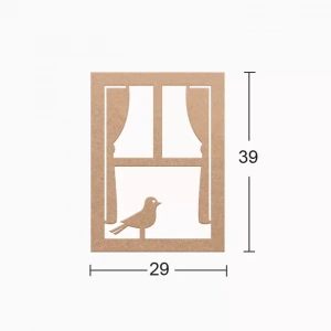 Hobi-art Ds 45 Boyanabilir Ahşap Pencerede Kuş Desenli Duvar Süsü