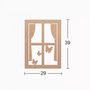 Hobi-art Ds 46 Boyanabilir Ahşap Pencerede Kelebek Desenli Duvar Süsü