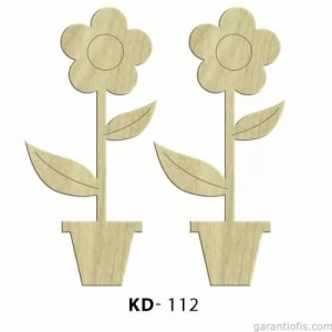 Hobi-Art KD 112 - Çiçekli Saksı Figürlü Dekoratif Mini Ahşap Obje