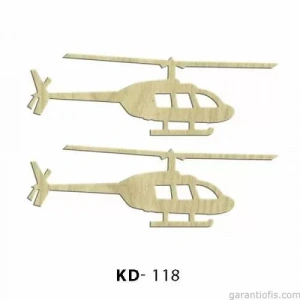 Hobi-Art KD 118 - Helikopter Figürlü Dekoratif Mini Ahşap Obje
