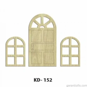 Hobi-Art KD 152 - Kapı Pencere Figürlü Dekoratif Mini Ahşap Obje