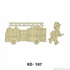 Hobi-art Kd 187 - İtfaiyeci Figürlü Dekoratif Mini Ahşap Obje