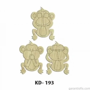 Hobi-Art KD 193 - Maymun Figürlü Dekoratif Mini Ahşap Obje