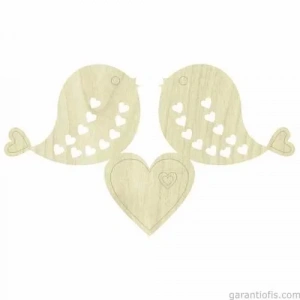 Hobi-Art KD 259 Kuş ve Kalp Figürlü Mini Ahşap Obje