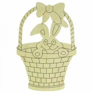 Hobi-Art KD 300 Sepet İçinde Tavşan Figürlü Mini Ahşap Obje
