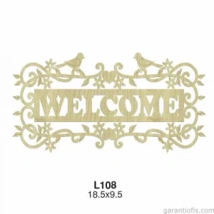 Hobi-art L 108 Lazer Kesim Kuş Desenli Welcome Yazılı Süs