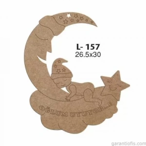 Hobi-art L 157 Lazer Kesim Aydedeli Oğlum Uyuyor Kapı Süsü Ahşap Obje