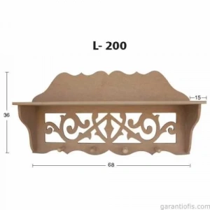 Hobi-art L 200 Ham Ahşap Askılıklı Dekoratif Raf