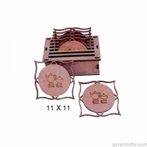 Hobi-art L 267 Ham Ahşap Geometrik Tasarımlı Bardak Altlığı