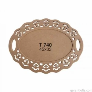 Hobi-Art T 740 Ahşap Kenar İşlemeli Tepsi