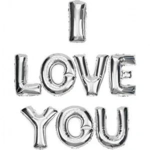 I Love You Gümüş Renkli Harf Folyo Balon