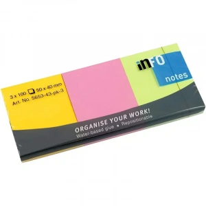 Info Notes 50x40 Parlak Renk Postit 3 Lü Pk 100 Yp 565343