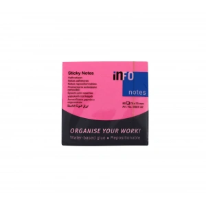 INFO NOTES 75x75 FOSFOR PEMBE POSTİT 80 yp 565432