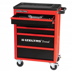 İzeltaş Trend Serisi Takım Dolabı Kırmızı Dolu 93 Parça (5 Çekmeceli)