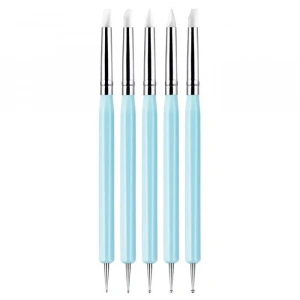 Kabartma Kalemi + Silikon Uçlu Fırça Seti Çift Yönlü 5li