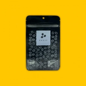 KAHVE BASKILI MAT SİYAH ALÜMİNYUM DOYPACK 11X18 100 GRAM 50 adet