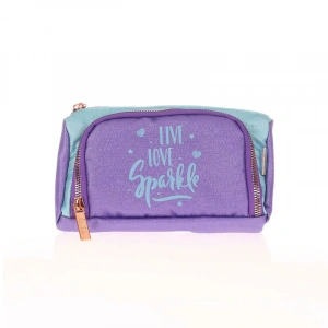 Kaukko K2532 Sparkle Plump Kalem Çantası Duble Koyu Lila