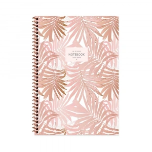Keskin 16,5x22,5 Spiralli La Plume Leaves Karton Kapak 80 Yaprak Kareli Defter 385242-99
