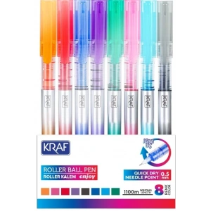 Kraf 0.5 İğne Uçlu Roller Kalem Seti 8 Renk