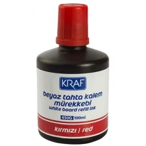 Kraf Beyaz Tahta Kalemi Mürekkebi 100 ml. KIRMIZI