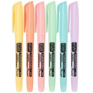 Kraf Fosforlu İşaretleme Kalemi Seti Cep Tipi 6 Renk Pastel Renkler