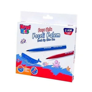 Kraf Kids Fırça Uçlu Keçeli Kalem 12 Renk