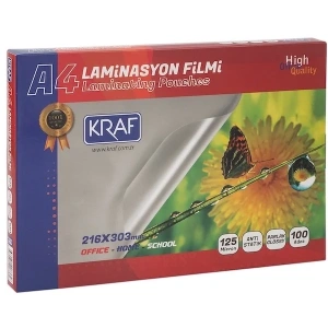 Kraf Laminasyon Filmi Parlak A4 125 Micron 100lü