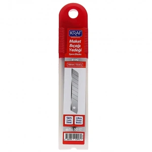 Kraf Maket Bıçağı Yedeği Geniş Ultra Karbon Çelik SK5 10lu Tüp