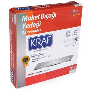 Kraf Maket Bıçağı Yedeği Geniş Ultra Karbon Çelik SK5 100lü Paket