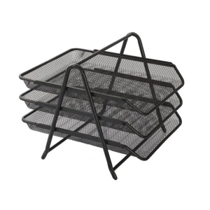 Kraf Masaüstü Metal Perfore Evrak Rafı 460G 3lü Siyah