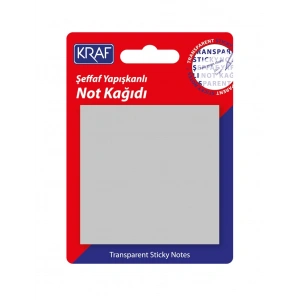 Kraf Şeffaf Post-it Yapışkanlı Not Kağıdı 76x76 mm. 50 yaprak ŞEFFAF GRİ