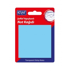 Kraf Şeffaf Post-it Yapışkanlı Not Kağıdı 76x76 mm. 50 yaprak ŞEFFAF MAVİ
