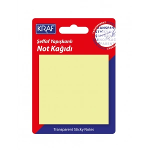 Kraf Şeffaf Post-it Yapışkanlı Not Kağıdı 76x76 mm. 50 yaprak ŞEFFAF SARI