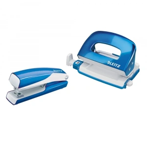 Leitz 5561 Mini Zımba ve Delgeç Set WOW Metalik Mavi (10 Sayfa)