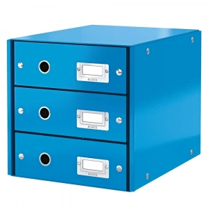 Leitz 6048 WOW Metalik Mavi Üç Çekmeceli Evrak Raf