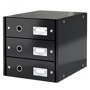 Leitz 6048 Wow Metalik Siyah Üç Çekmeceli Evrak Rafı